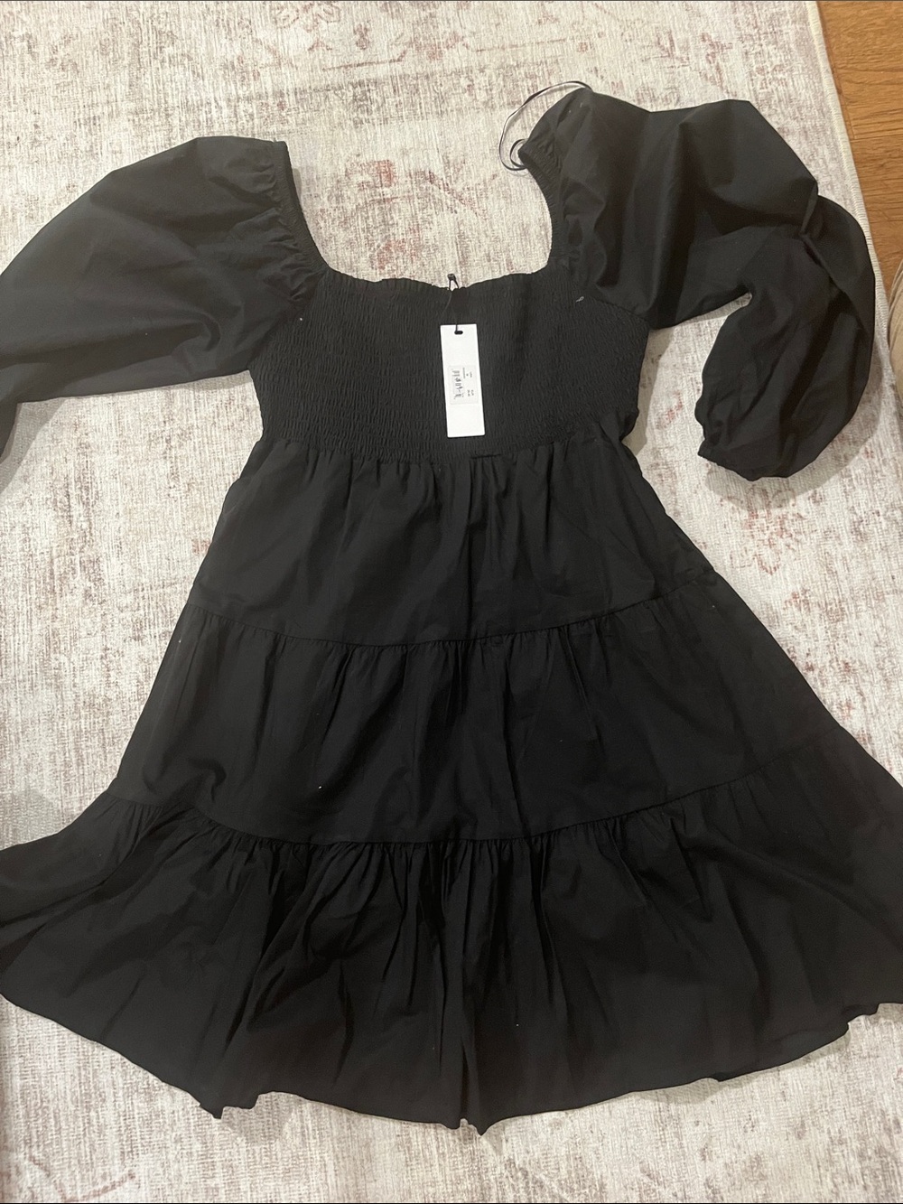 Steve Madden Black Puff-Sleeve Mini Dress